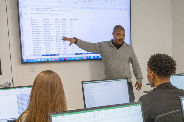 Instructor leading a class